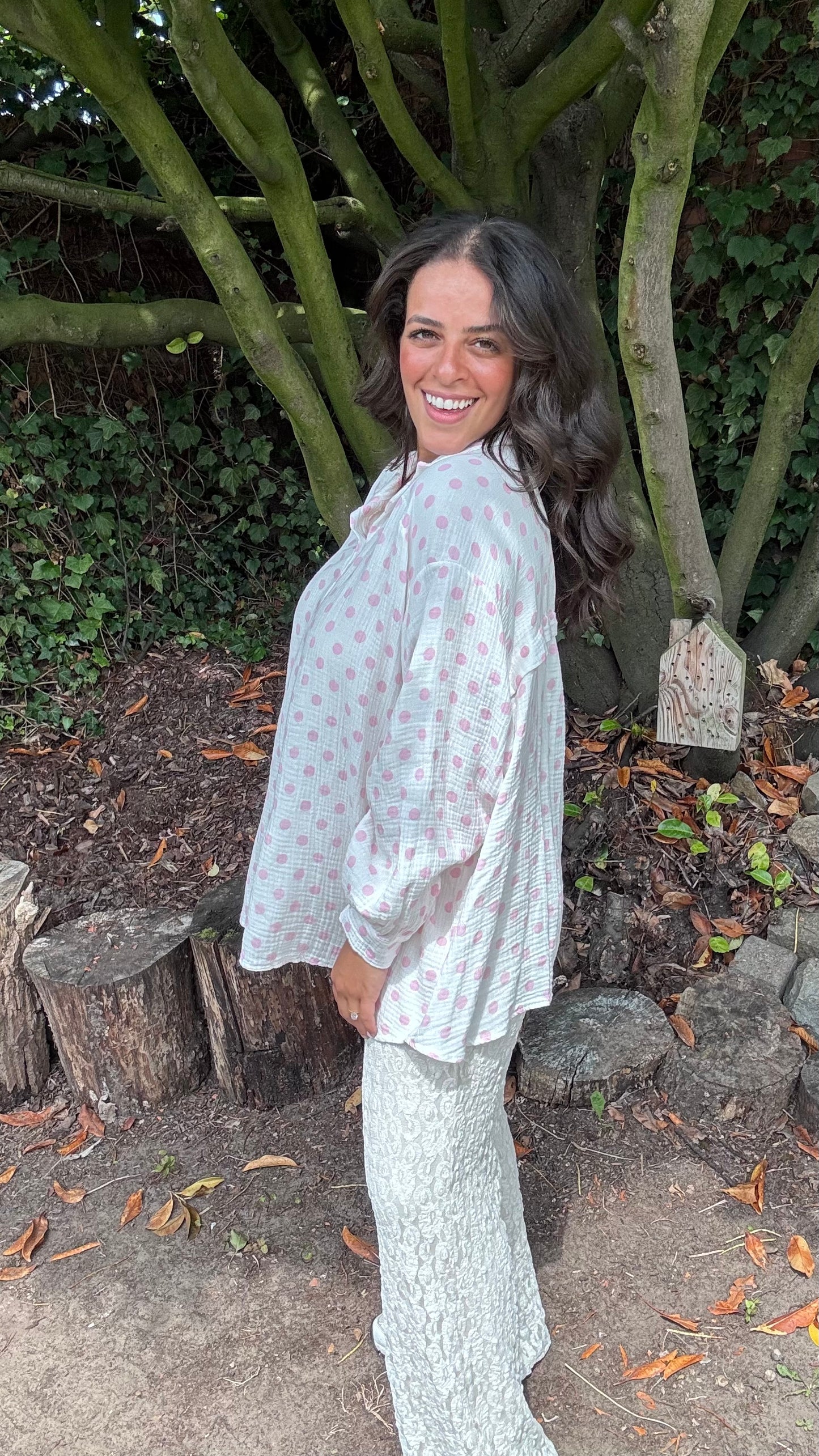 Dots tetra blouse - Roze