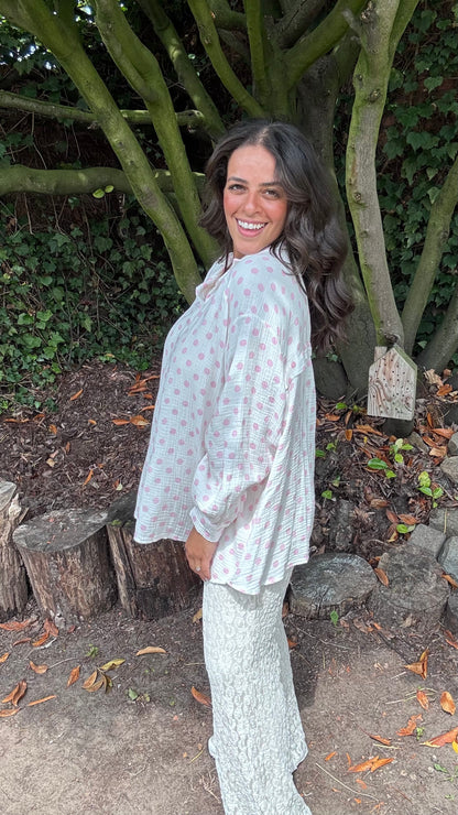 Dots tetra blouse - Roze