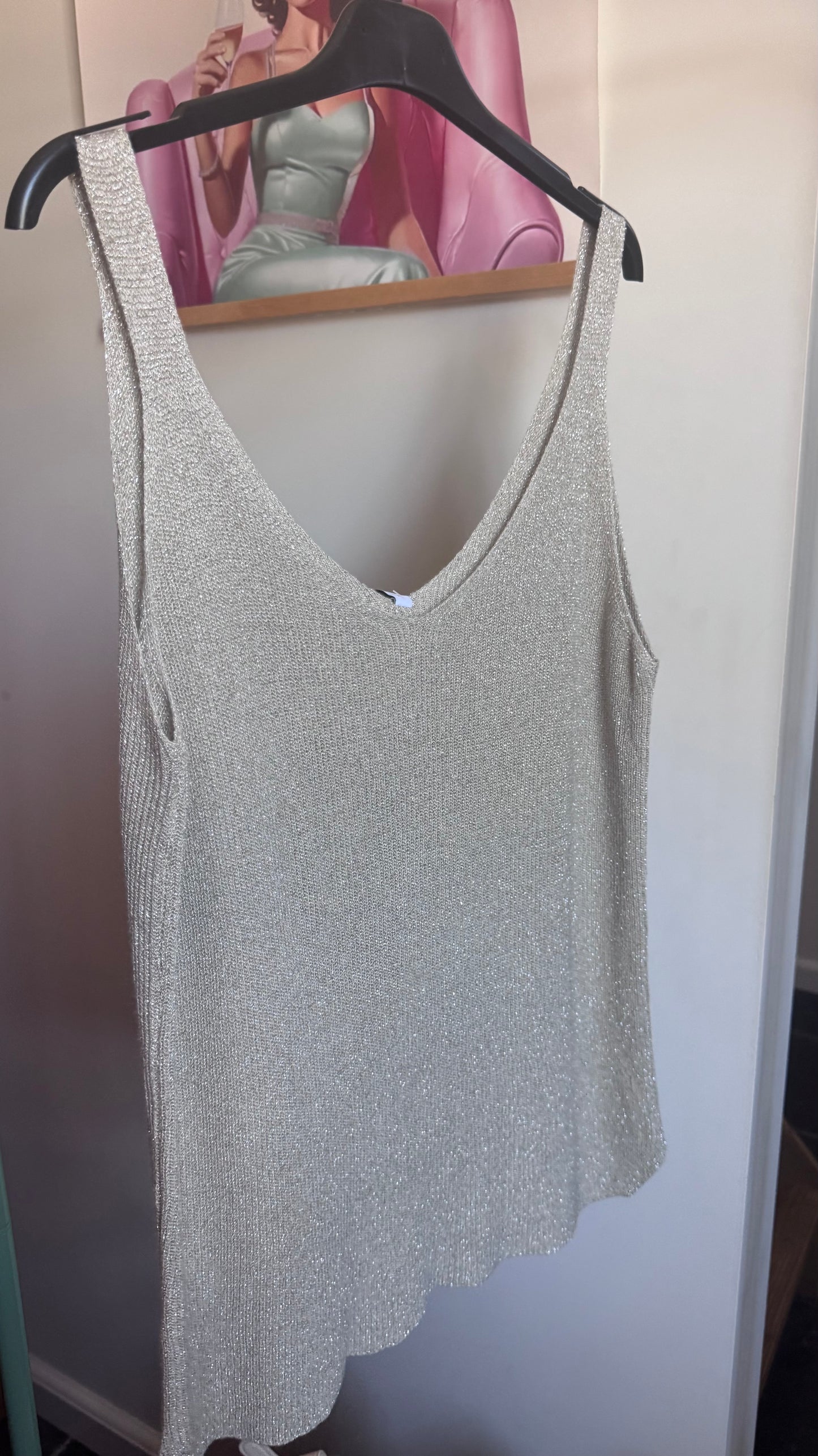 Fine knit Lurex top - Beige