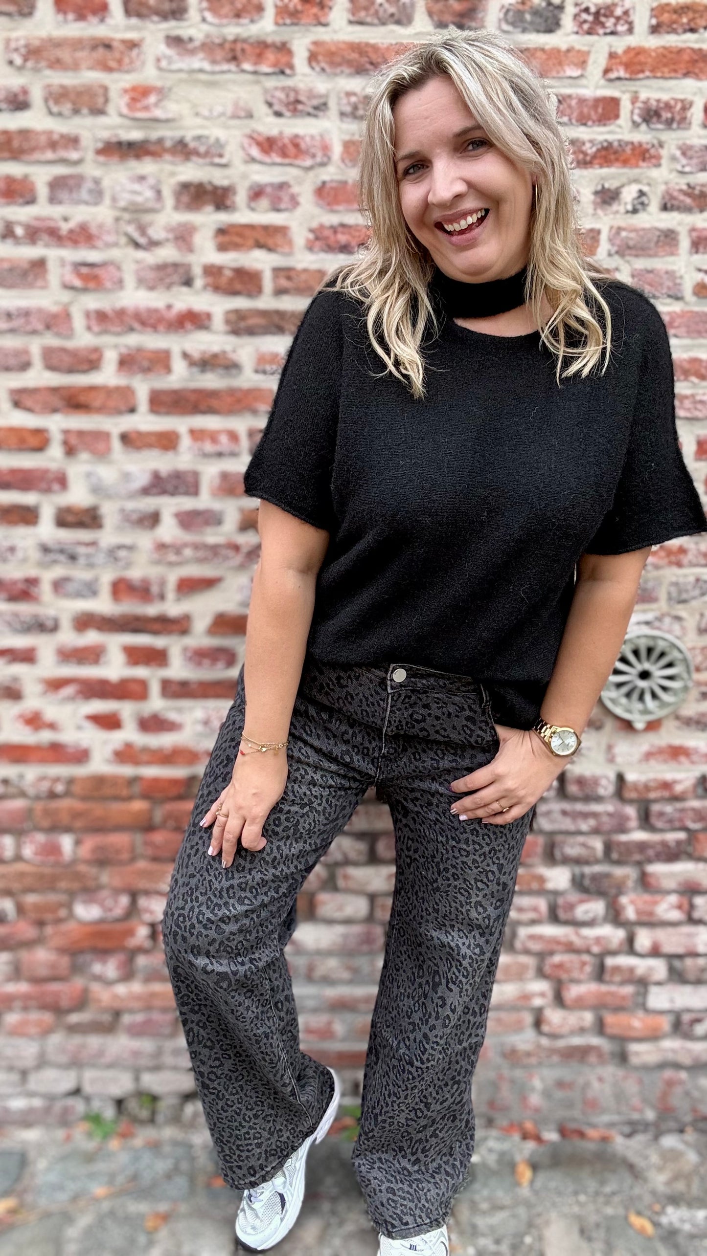 Leopard jeans - Grey