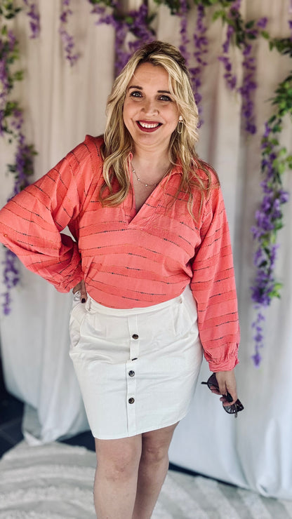Striped elegance blouse koraal