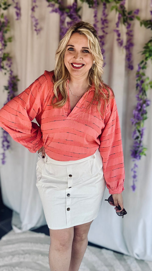 Striped elegance blouse koraal