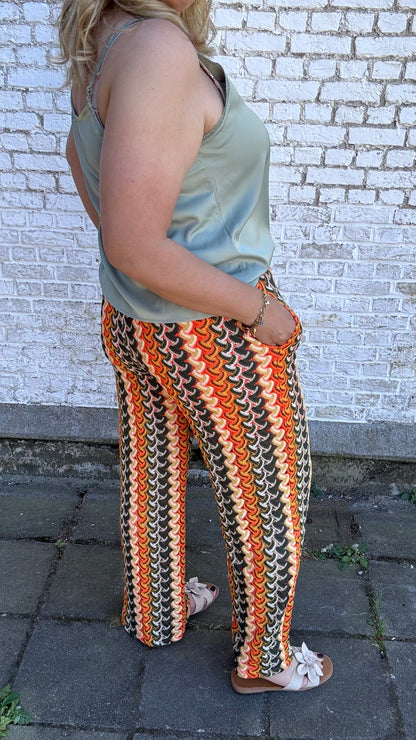 Boho broek - Groen/oranje