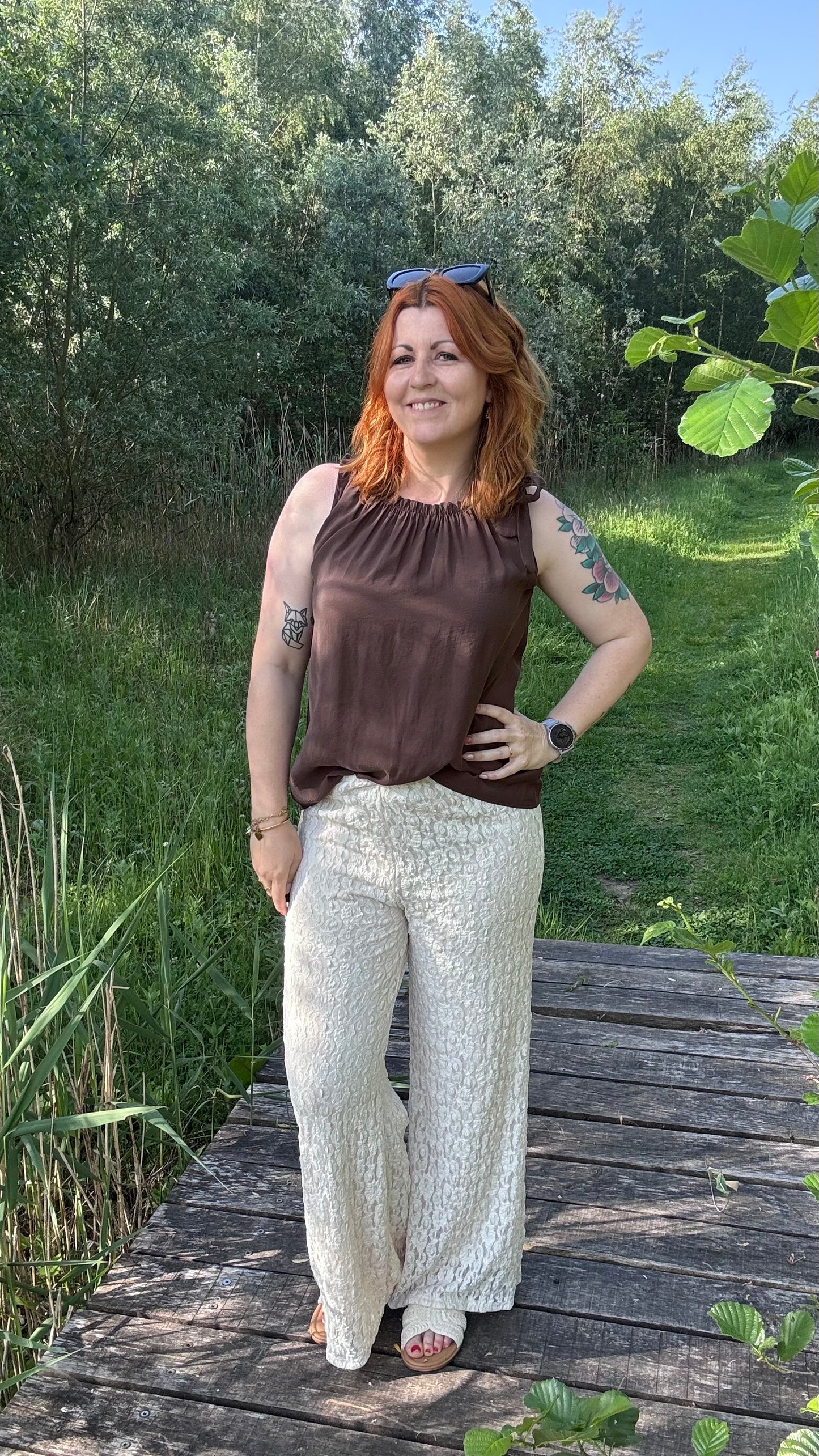 Shoulder bow top - Chocolat