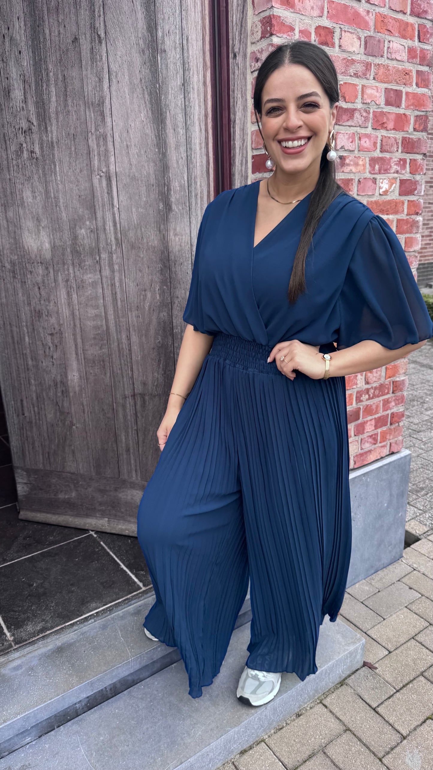 Plissé jumpsuit - Navy