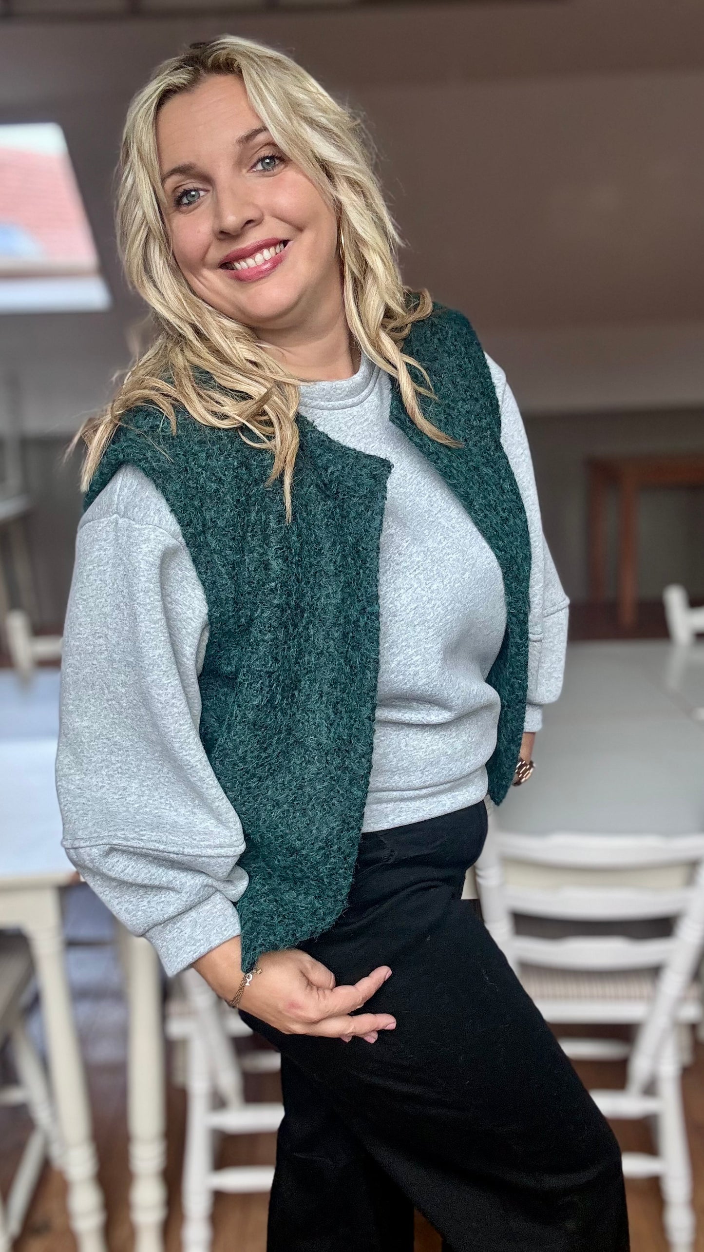 Brush gilet - donkergroen