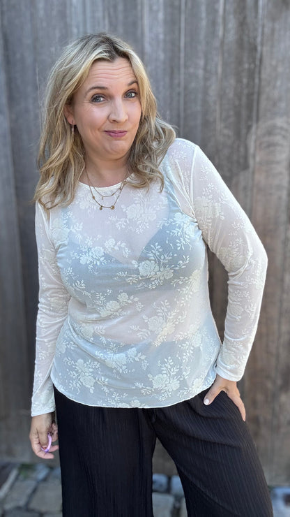 Velvet bloom blouse - Crème