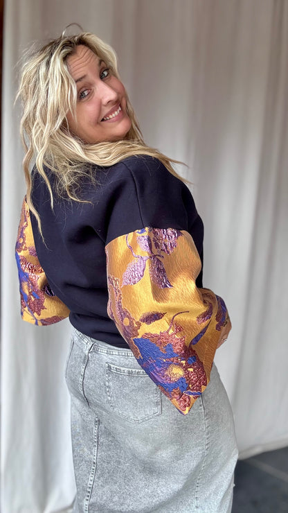 Shimmer sweater - Navy/goud