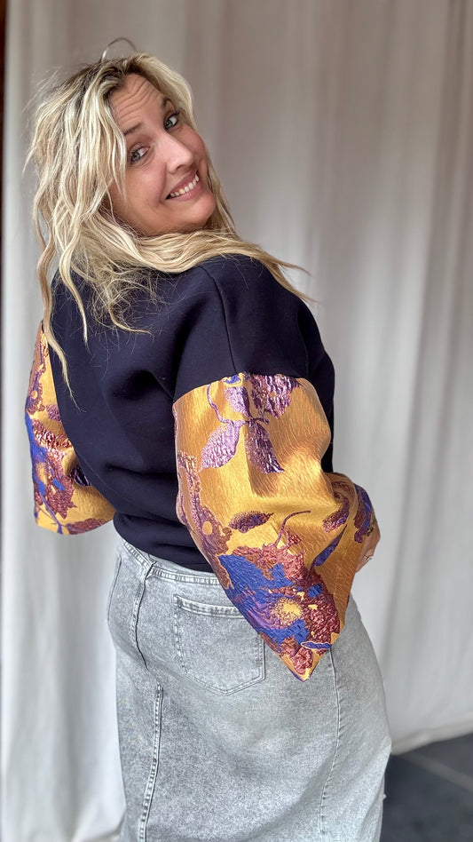 Shimmer sweater - Navy/goud