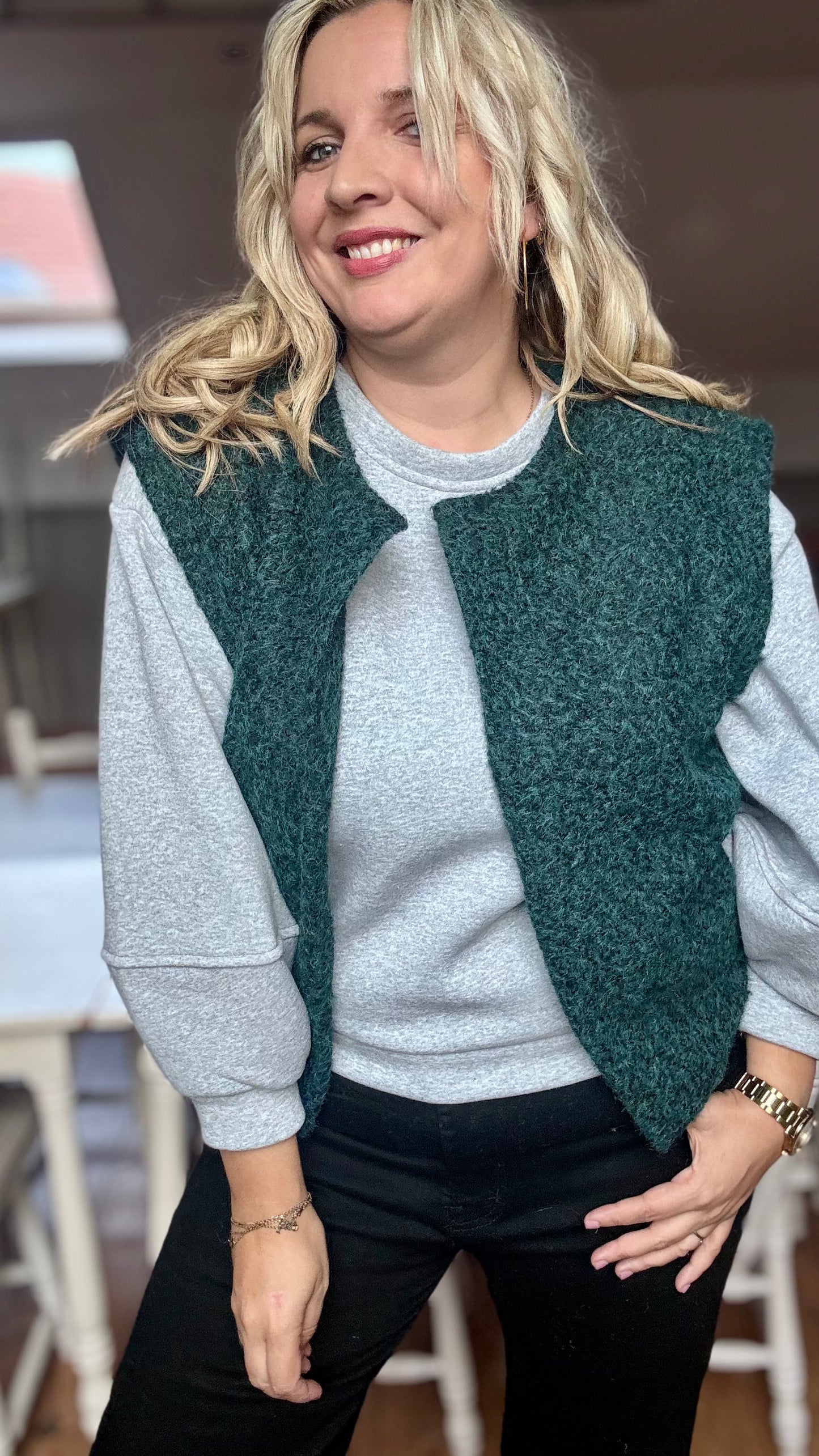 Brush gilet - donkergroen