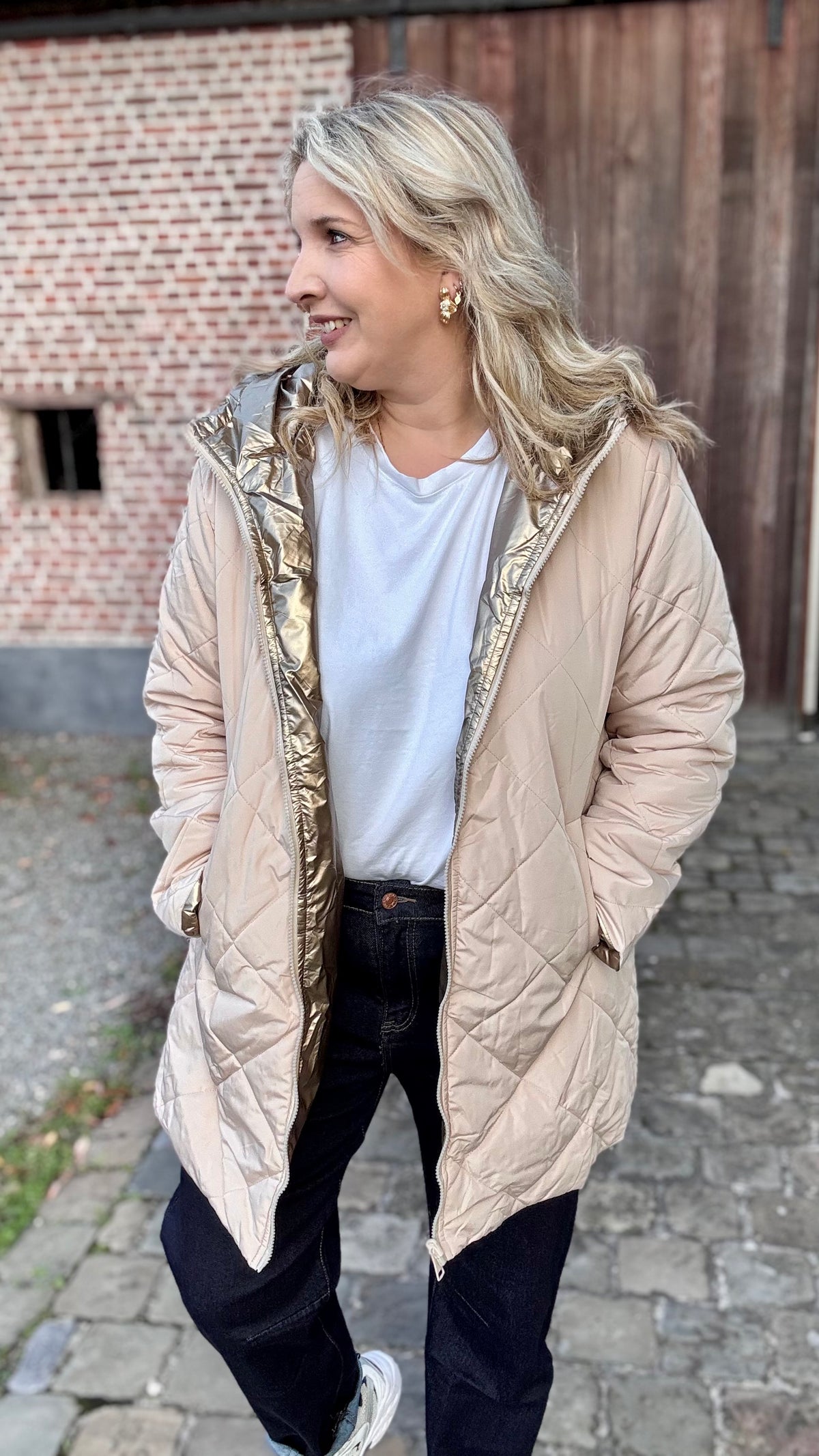 Long double trouble puffer - Crème