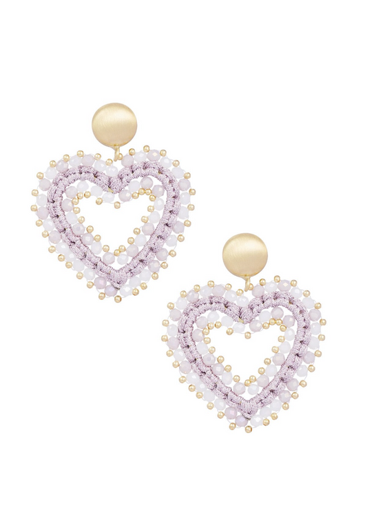 Oorbellen Pearl hearts - lila
