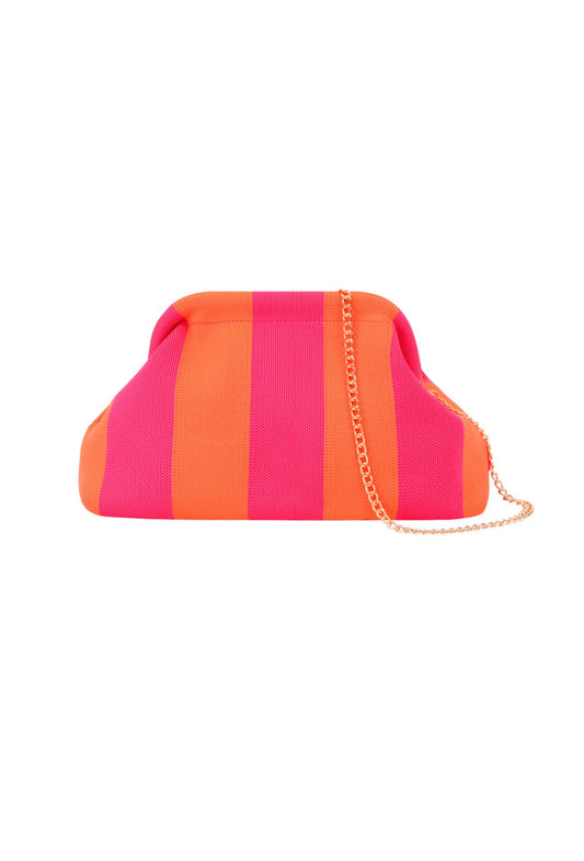 Gestreepte clutch oranje