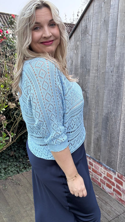 Elise broderie top - blauw