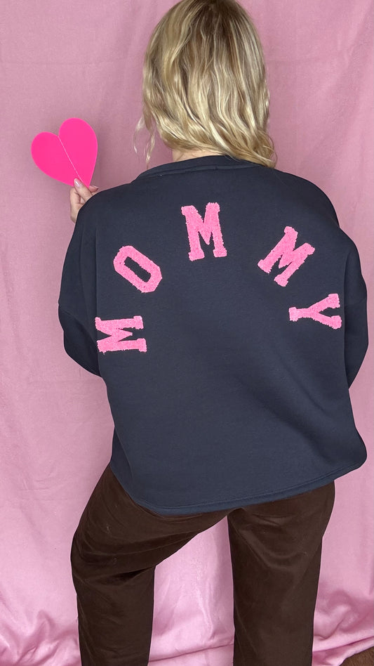 Mommy sweater - Navy/pink