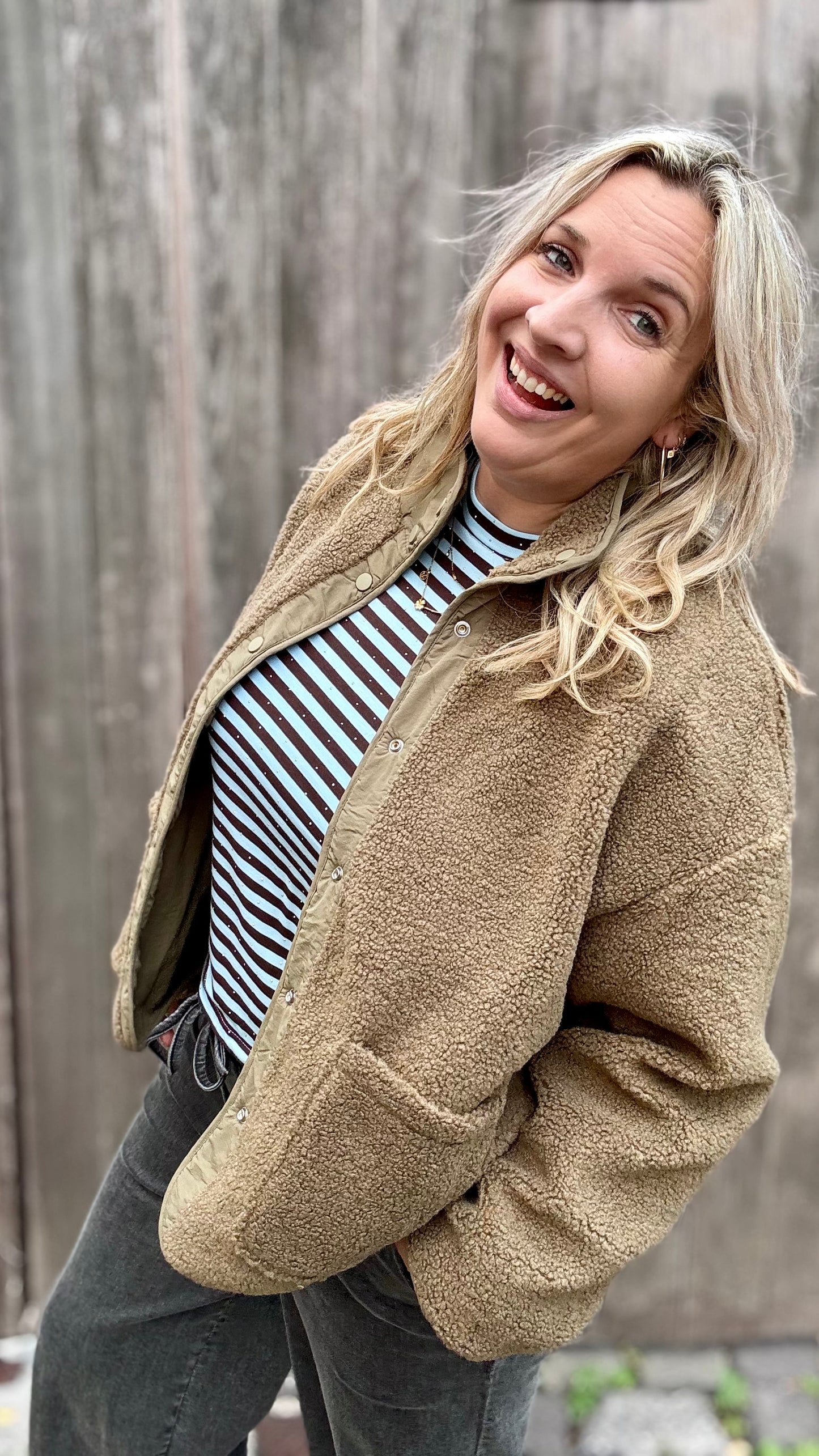 Reversible Teddy Jacket - Kaki