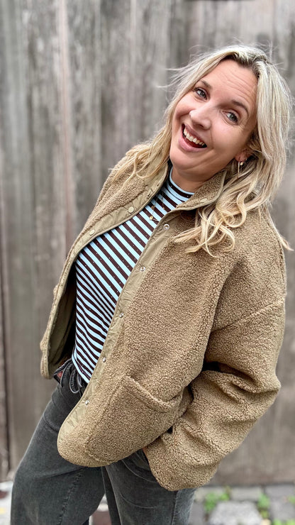 Reversible Teddy Jacket - Kaki
