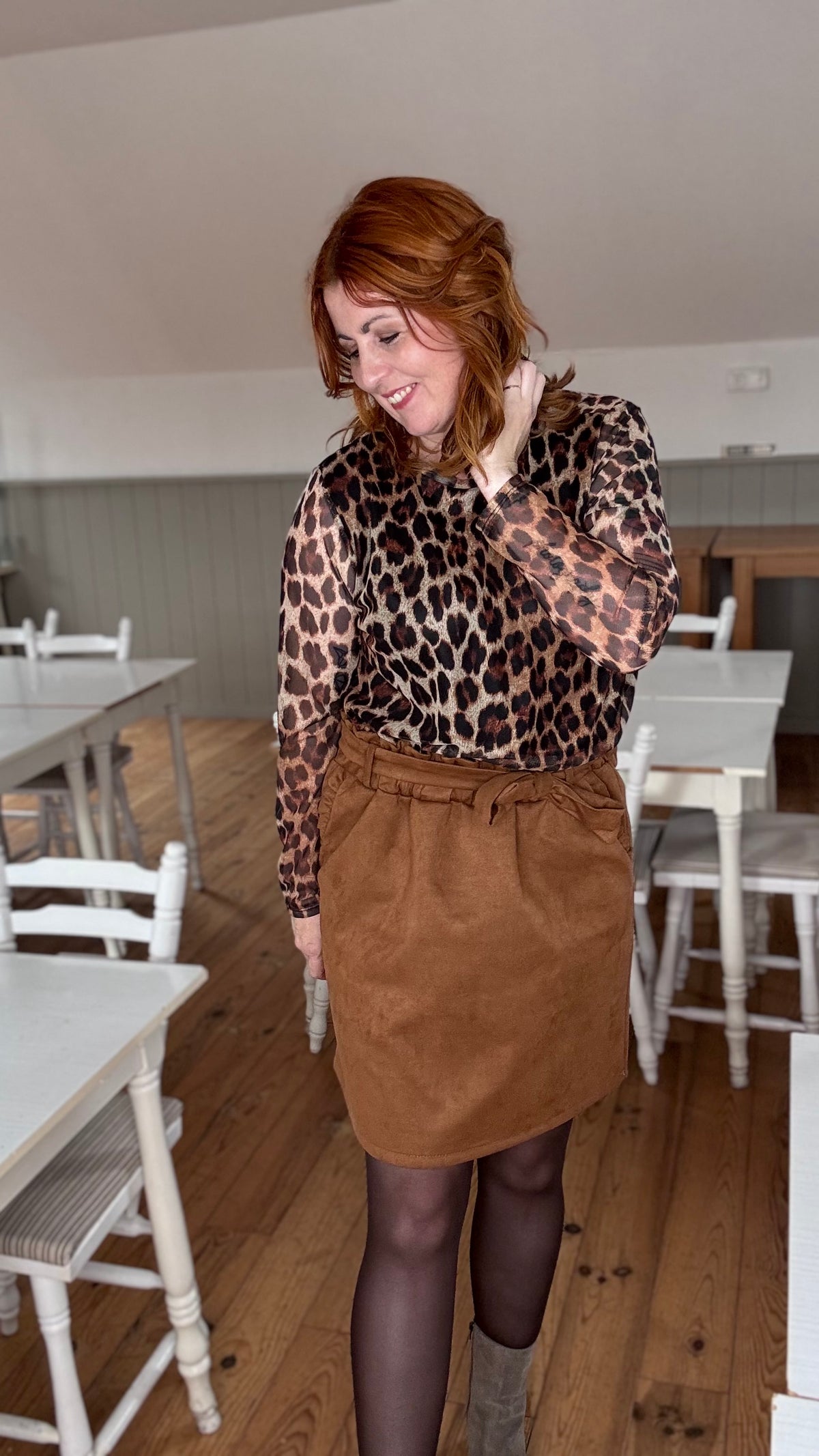 Elle mesh top - Leopard