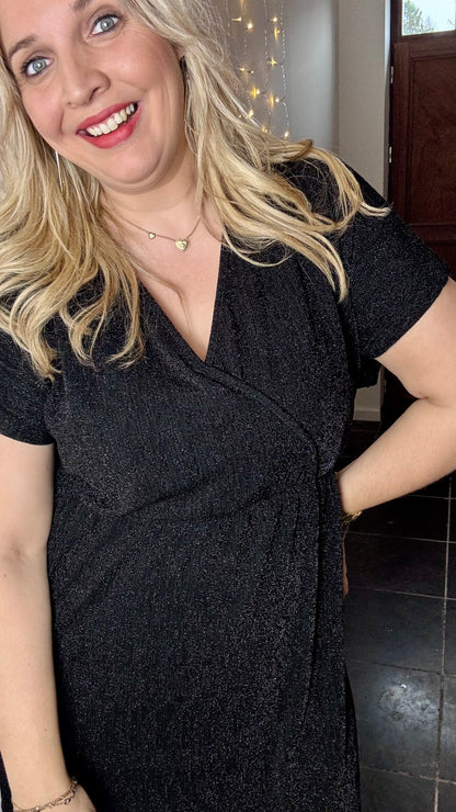 Midnight sprakle wrap dress - Zwart