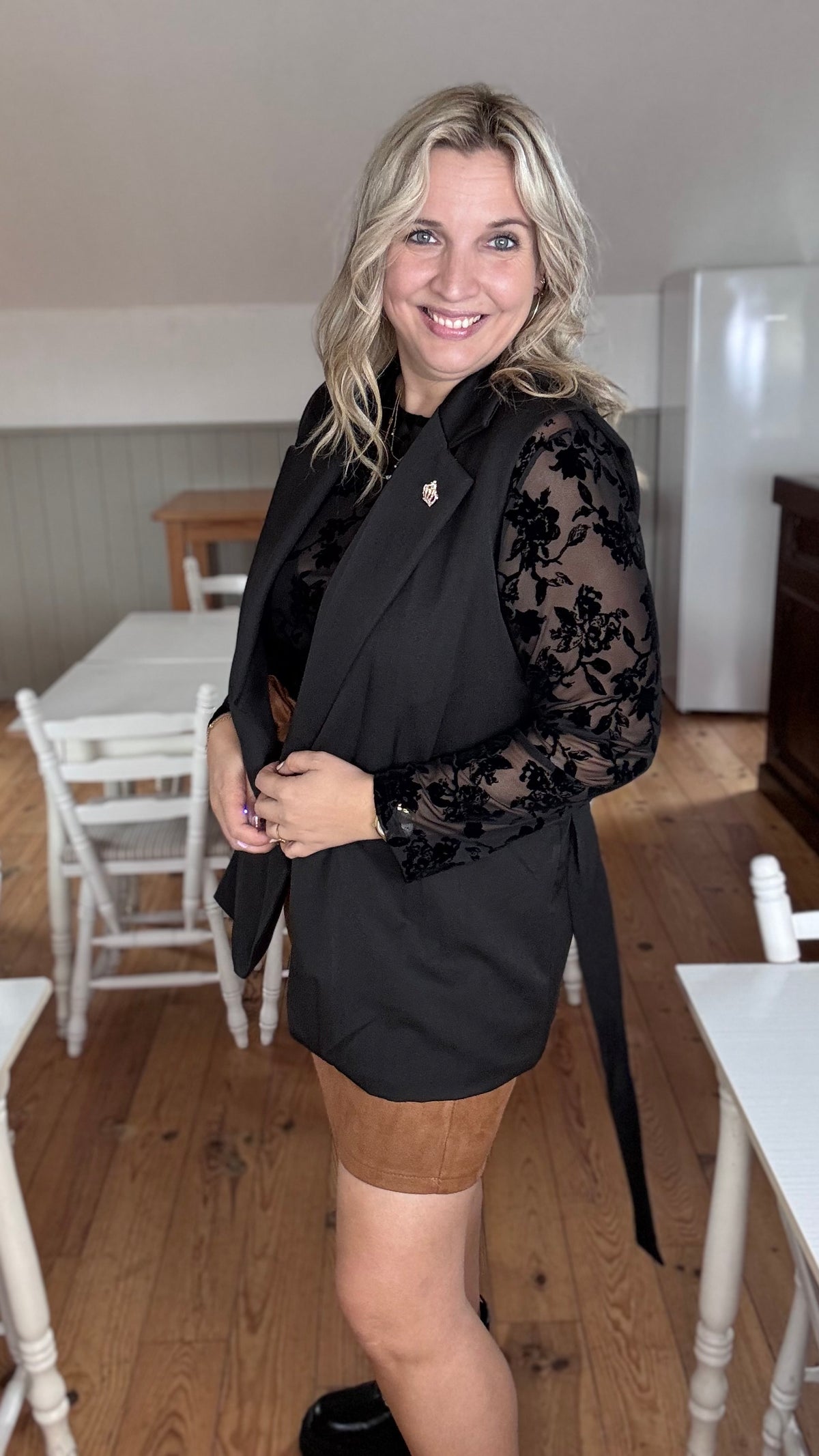 Royal mouwloze blazer - Zwart