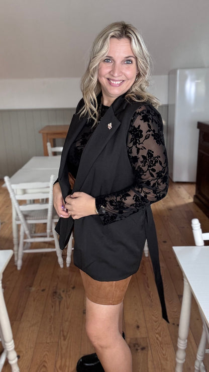 Royal mouwloze blazer - Zwart