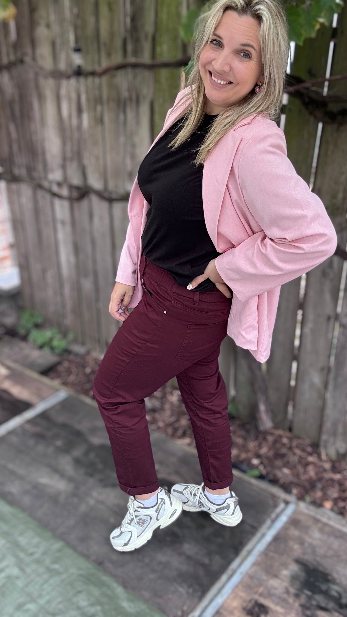 Mia burgundy broek - Curve
