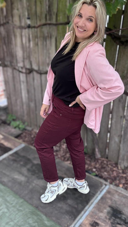 Mia burgundy broek - Curve