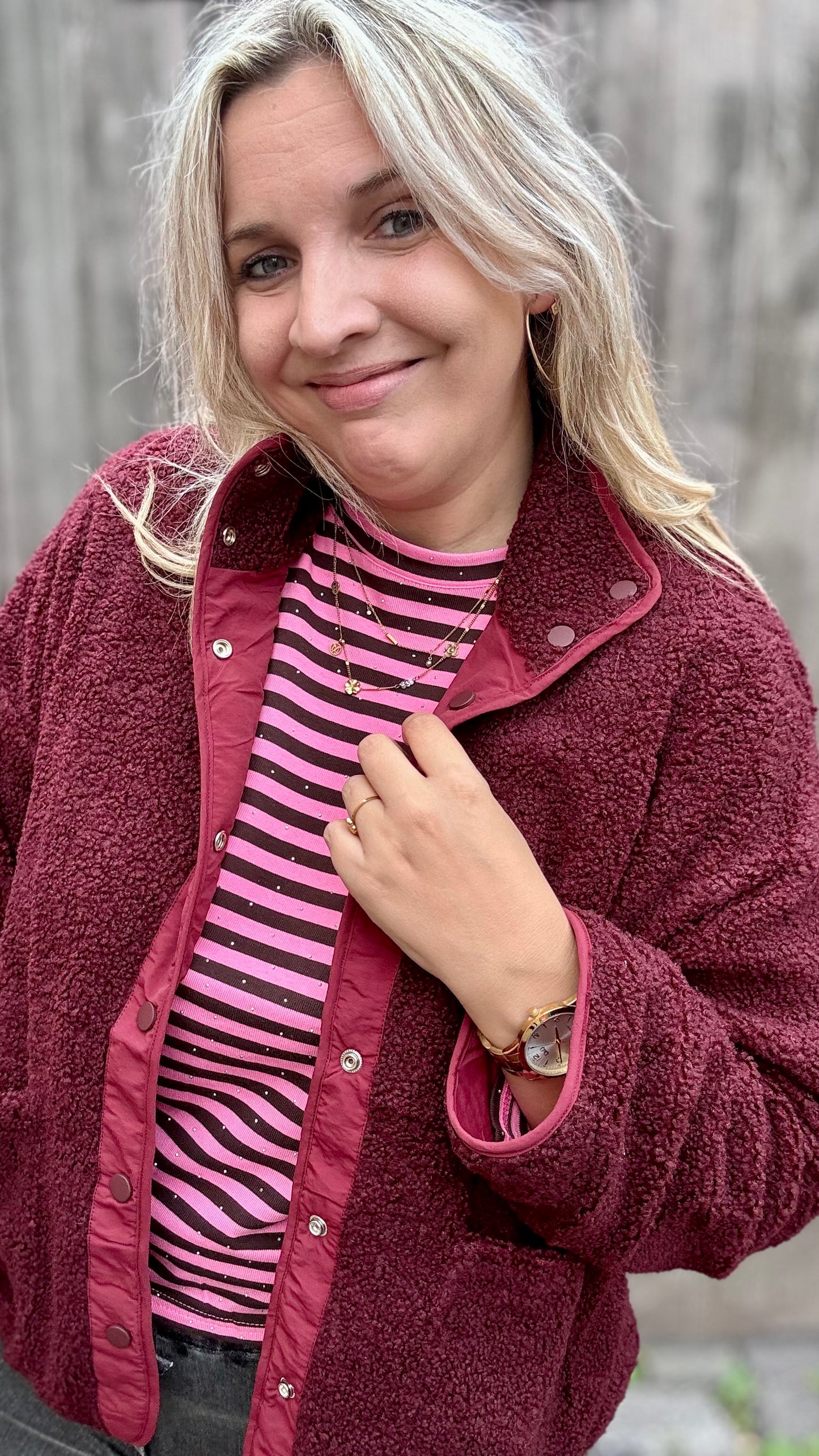 Reversible Teddy Jacket - Bordeaux