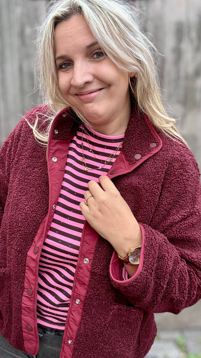 Reversible Teddy Jacket - Bordeaux