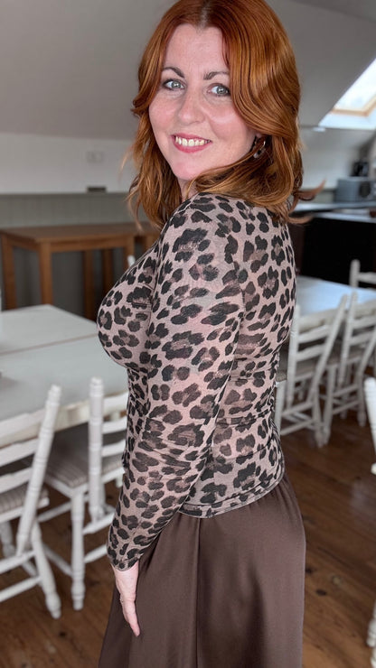 Cashmere touch longsleeve - Bruin leopard
