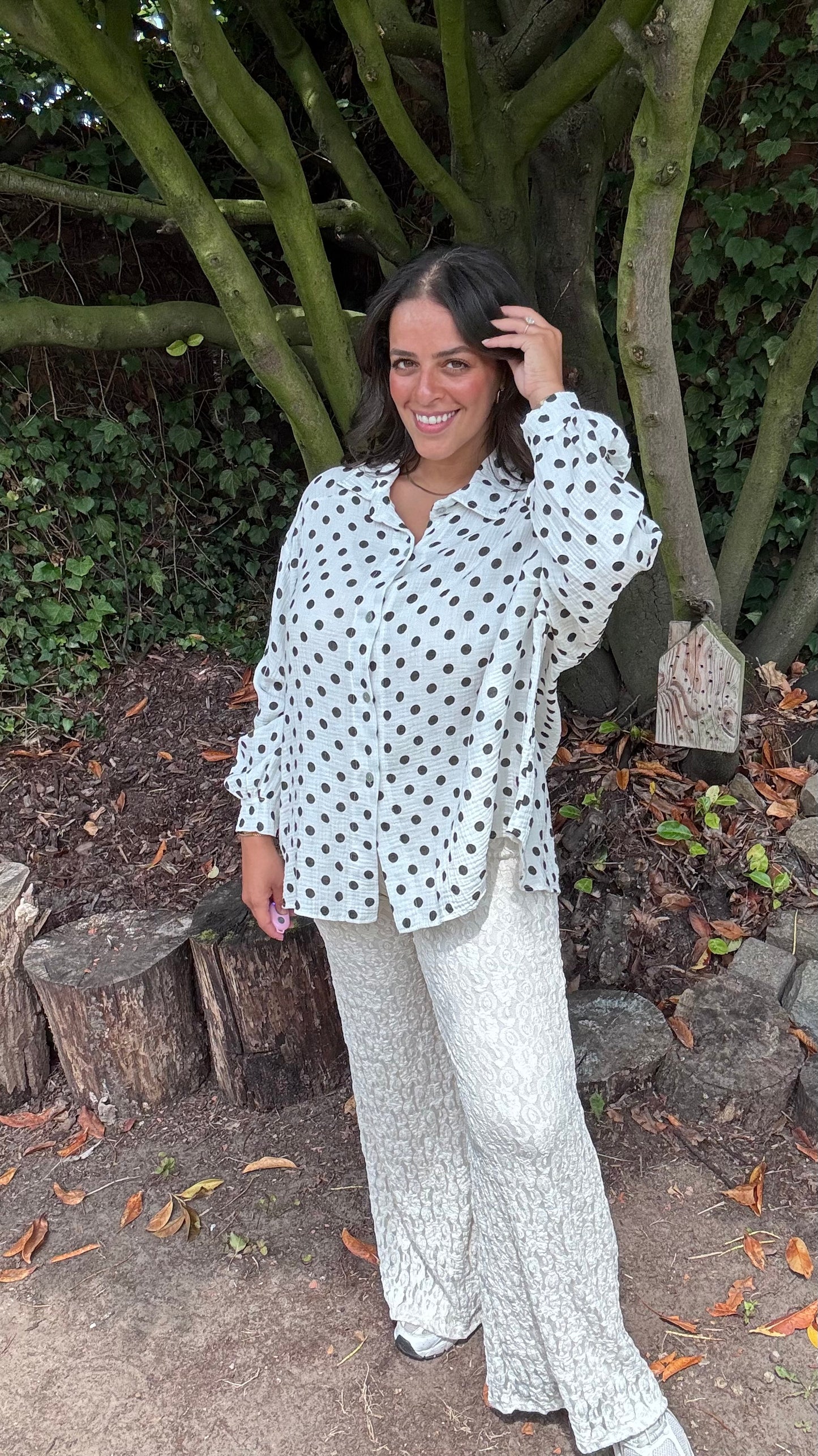 Dots tetra blouse - Zwart