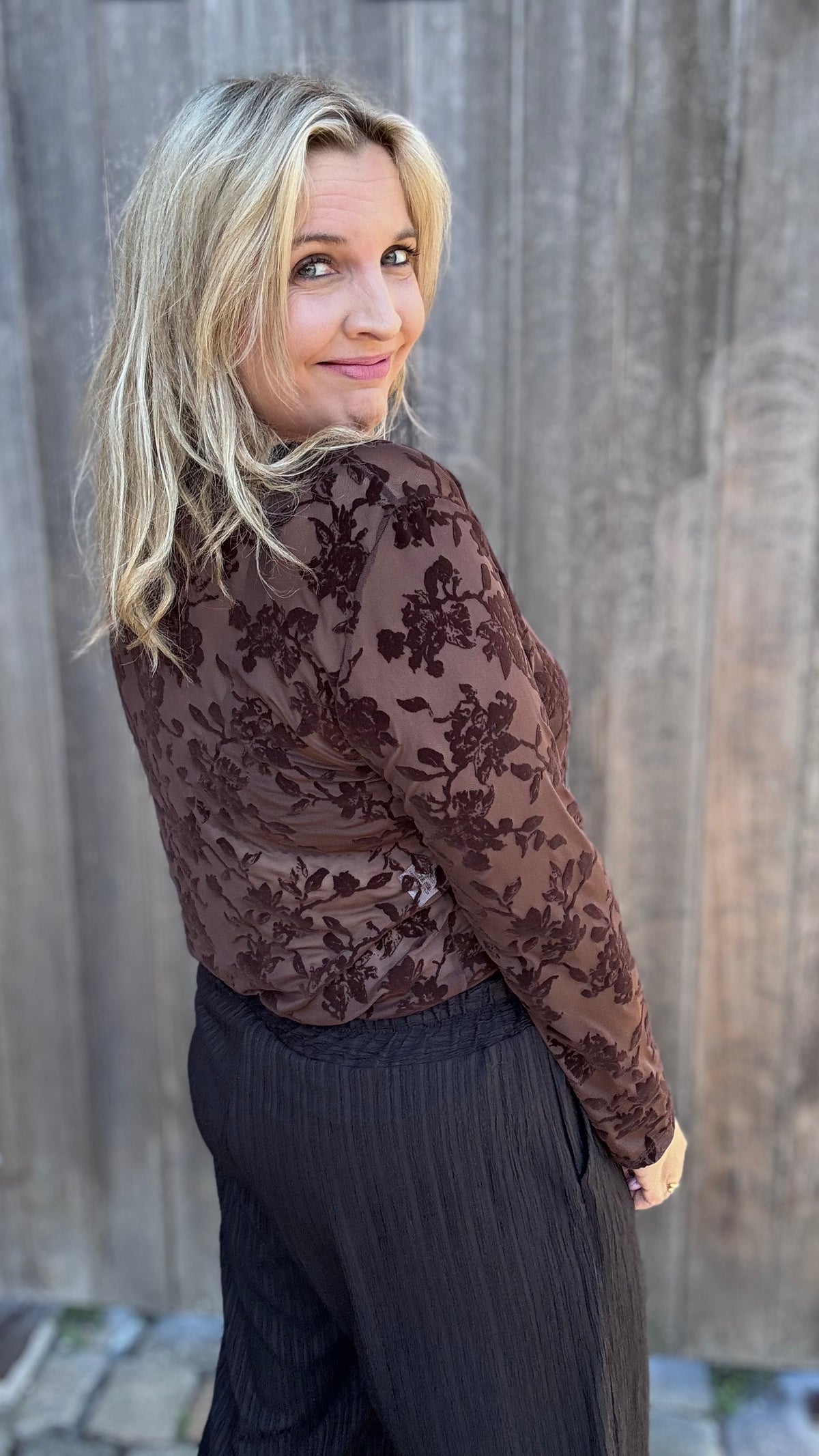Velvet bloom blouse - Bruin