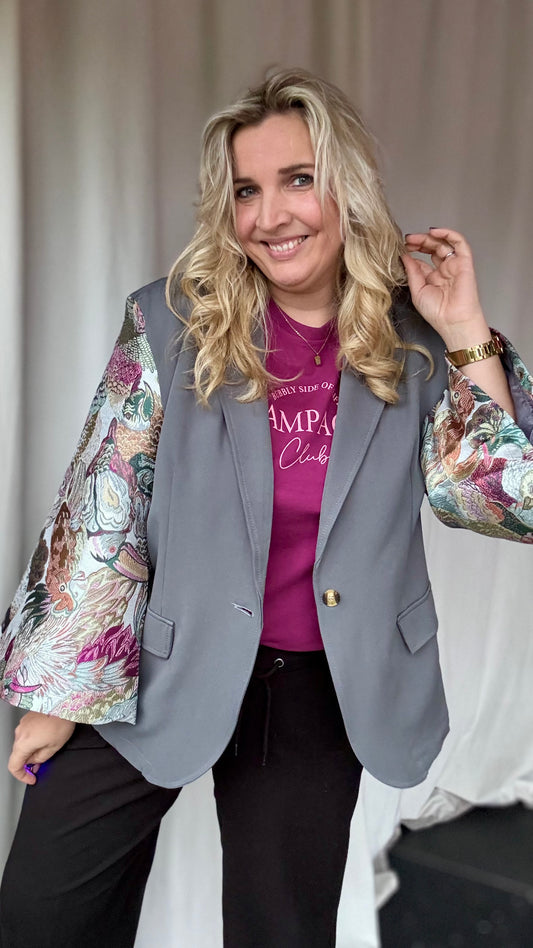 Metallic blazer- Grijs