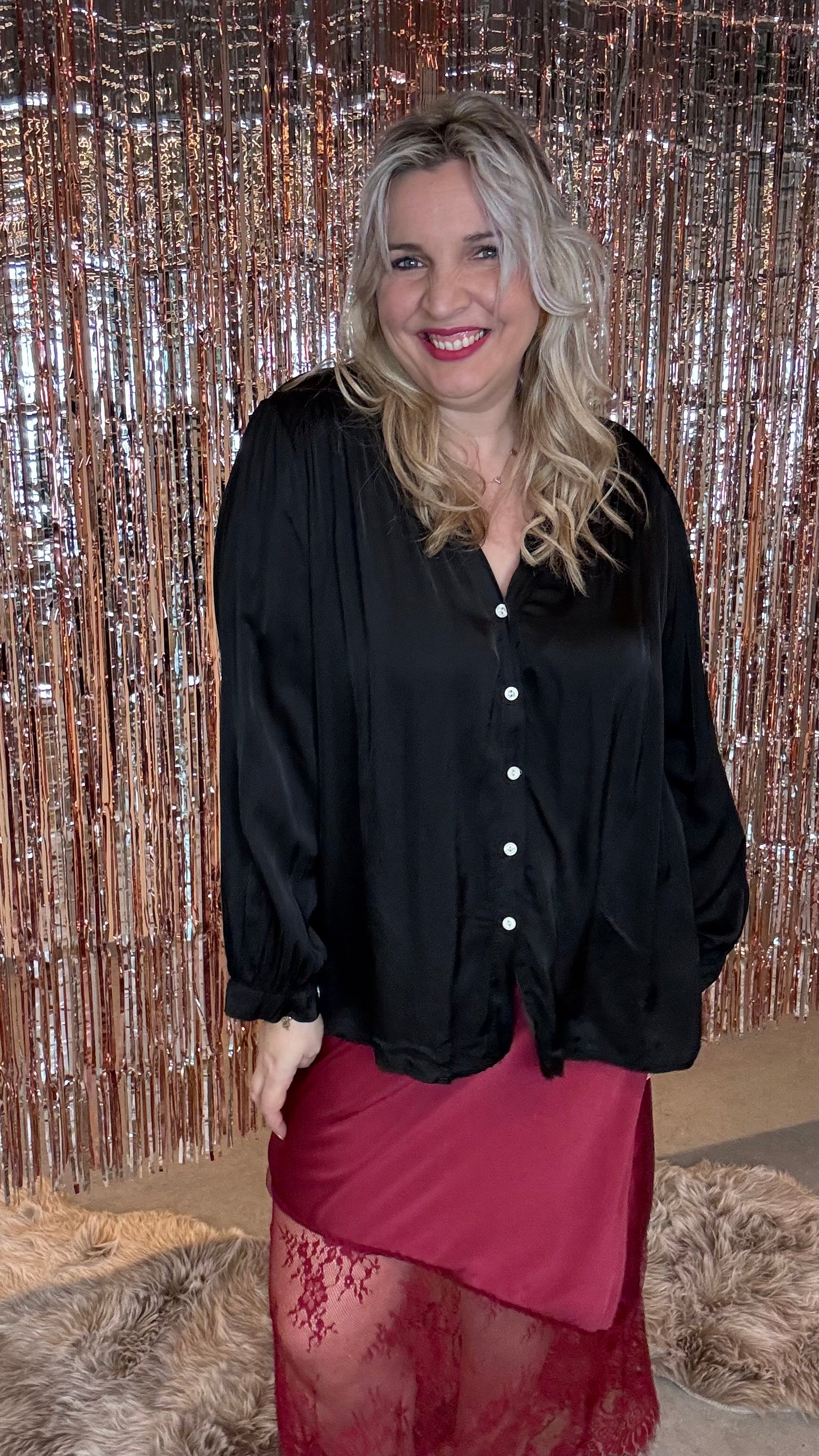 Liquid blouse - Zwart