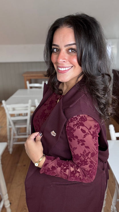 Royal mouwloze blazer - Burgundy