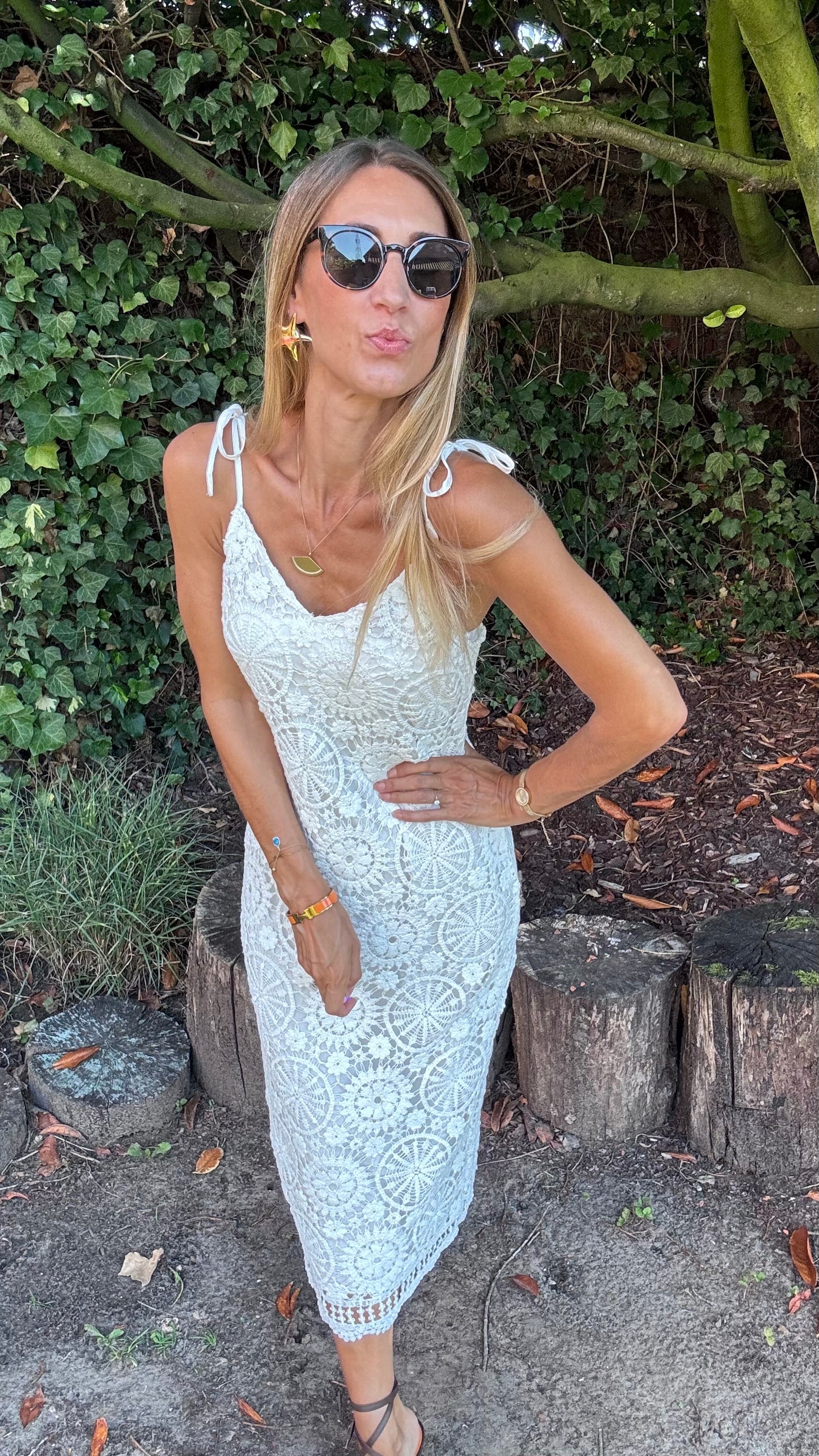 Capri lace dress - Wit