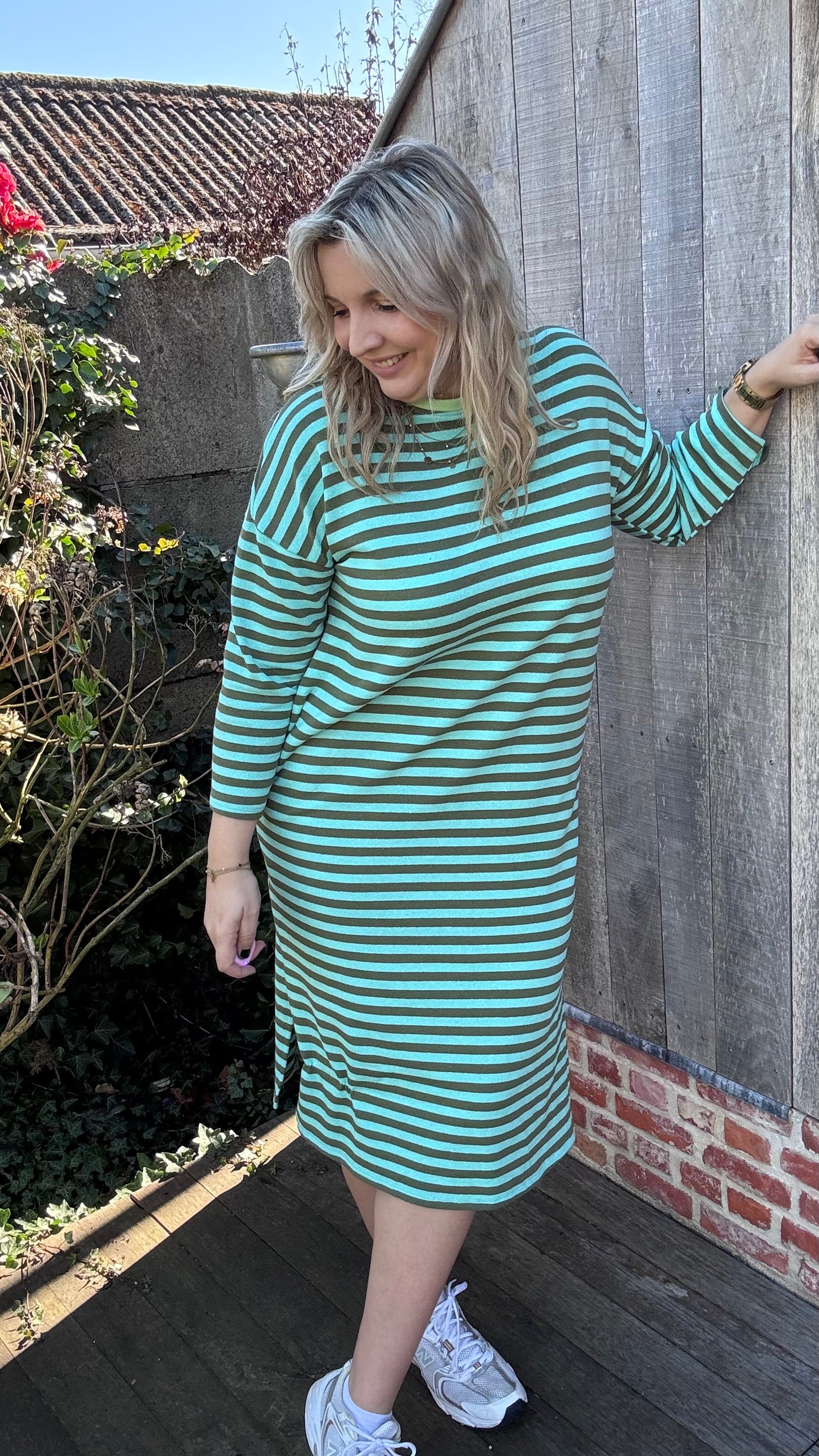 Happy stripes jurk - groen