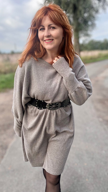 Lounge luxe jurk - Taupe