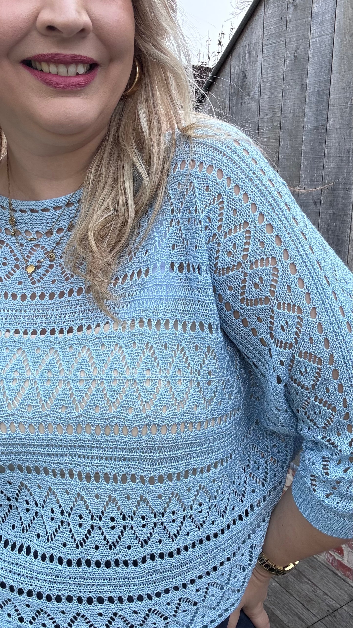 Elise broderie top - blauw