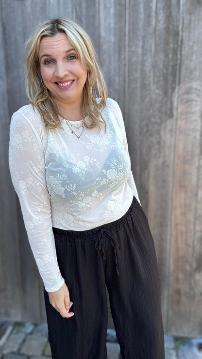 Velvet bloom blouse - Crème