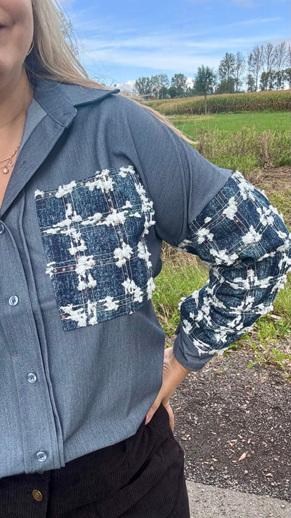 Sparkle denim blouse