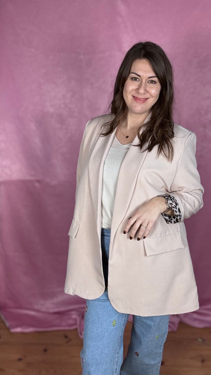 Leopard touch blazer - zand