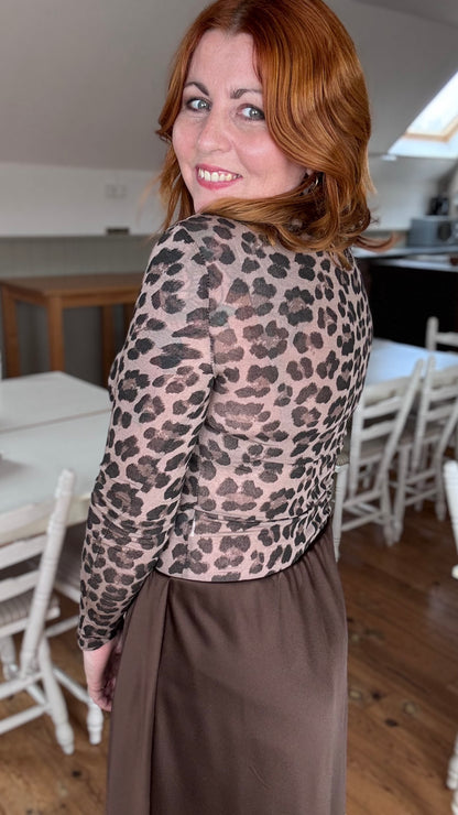 Cashmere touch longsleeve - Bruin leopard