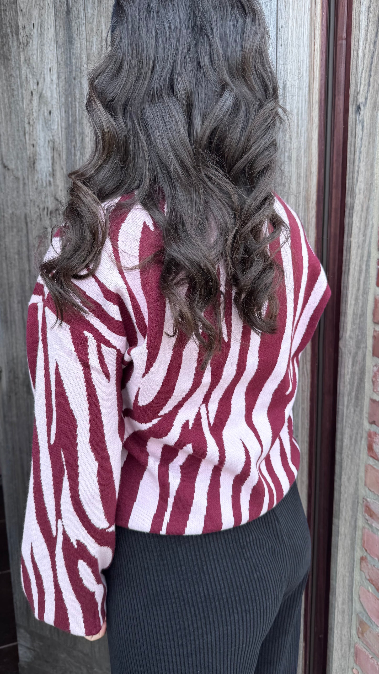 Zebra trui - Burgundy
