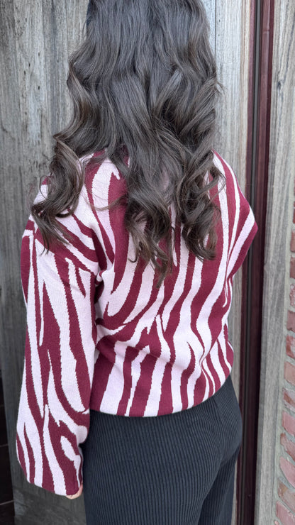 Zebra trui - Burgundy