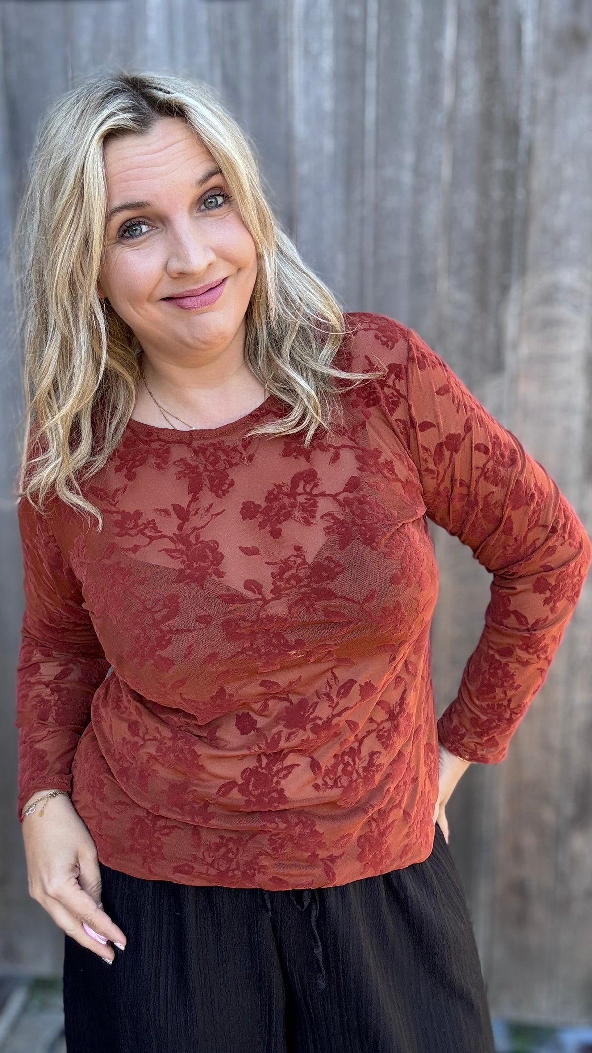 Velvet bloom blouse - Brique