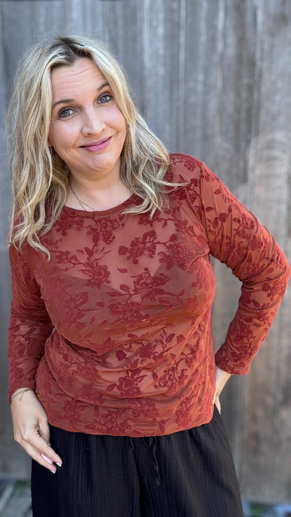 Velvet bloom blouse - Brique