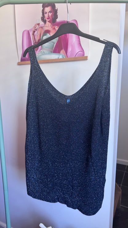 Fine knit Lurex top - Zwart