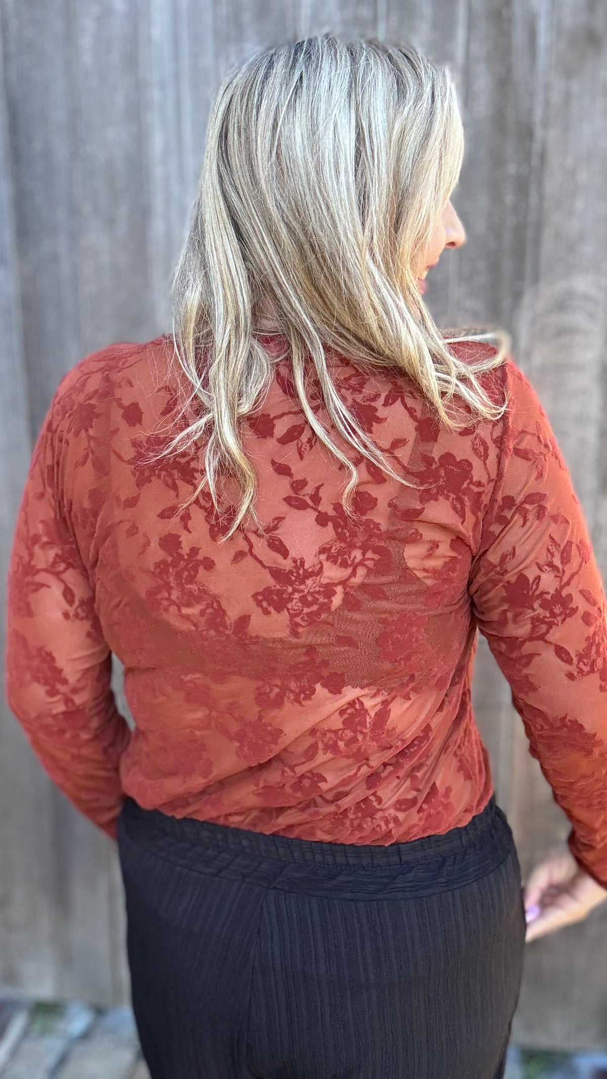 Velvet bloom blouse - Brique