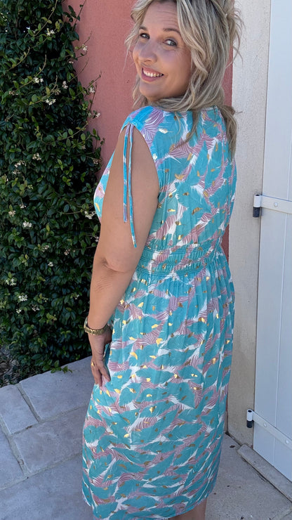 Every Woman Dress - Golden feather (turkoois)